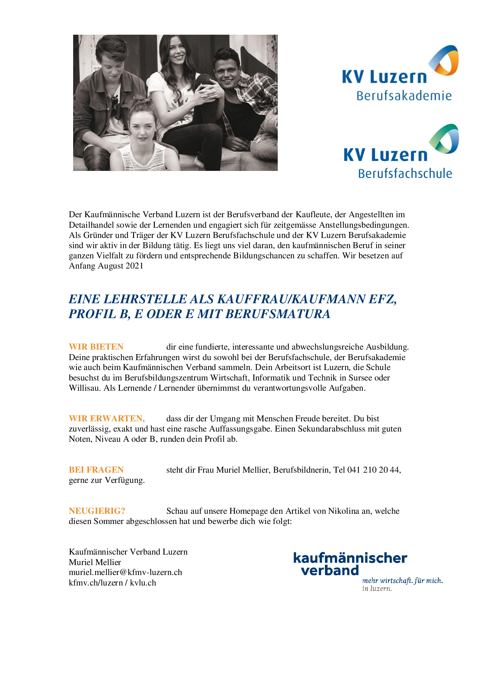 Stellenanzeige Lehrstelle
